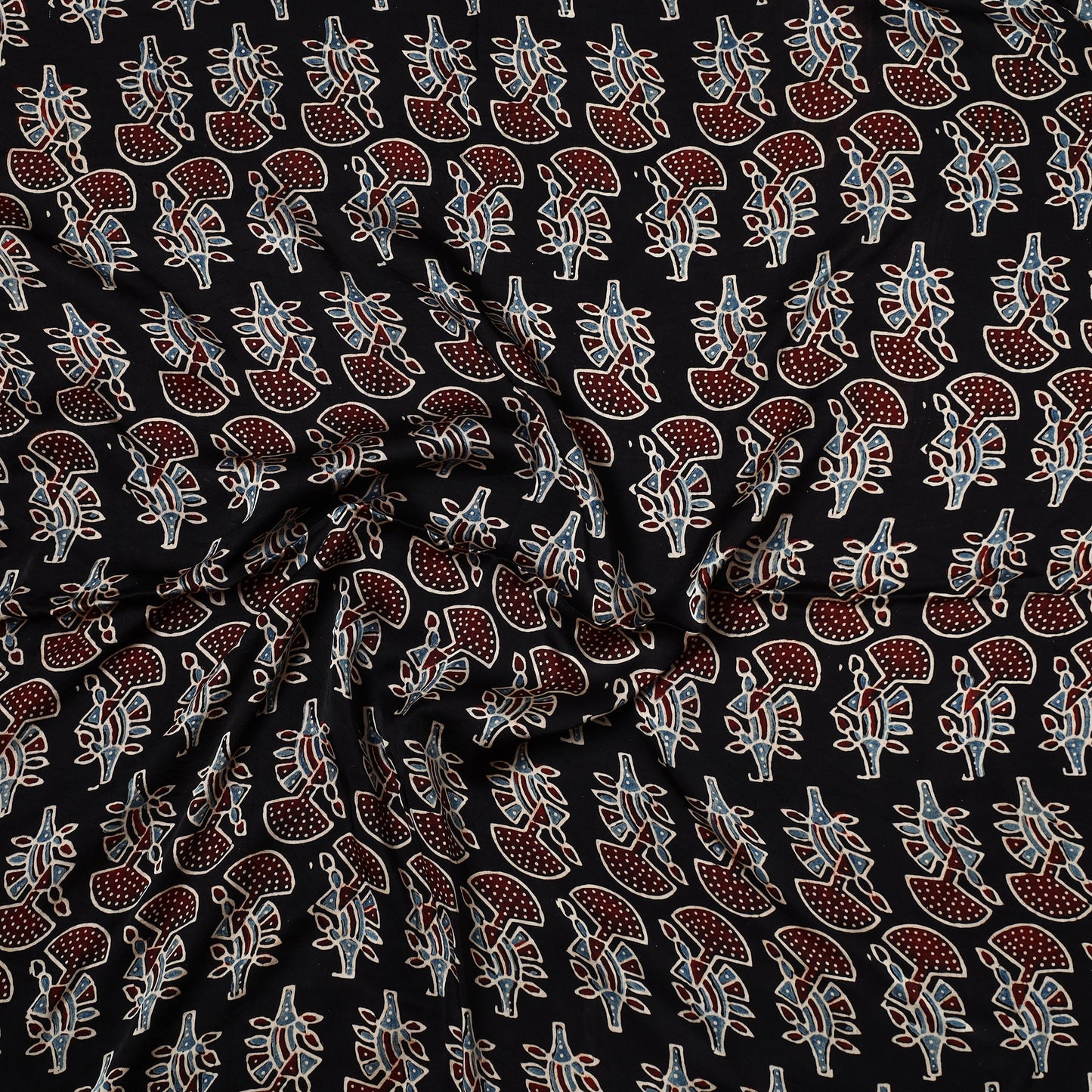  Ajrakh Hand Block Printed Modal Silk Precut Fabric  48 