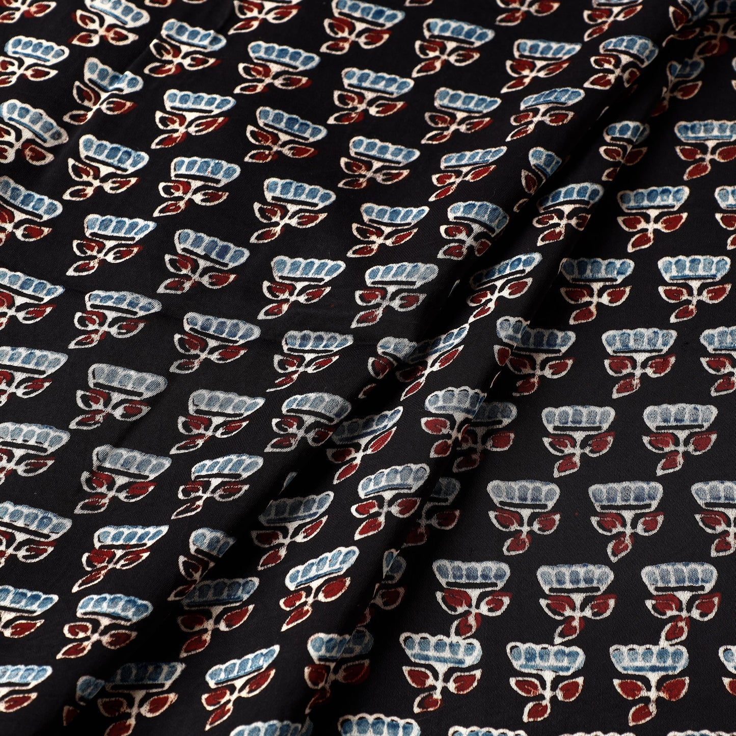  Ajrakh Hand Block Printed Modal Silk Precut Fabric 