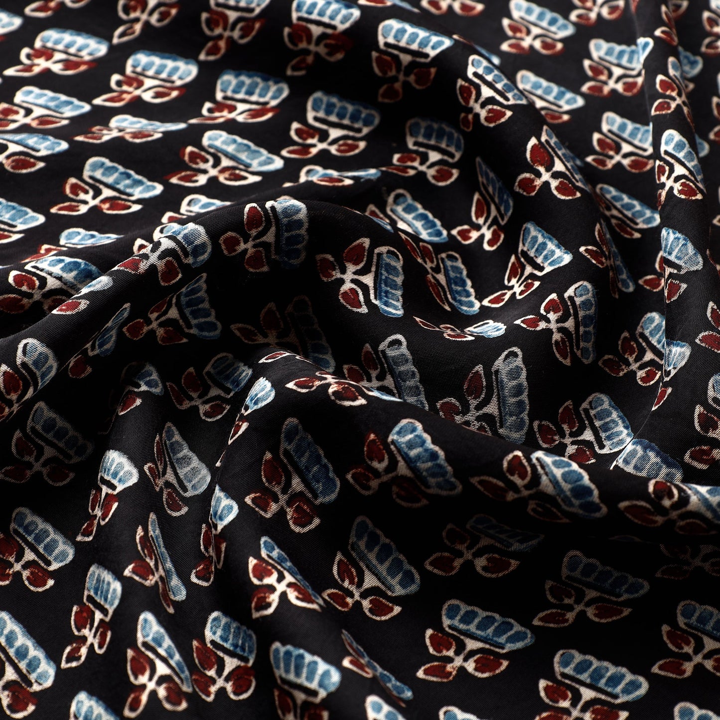  Ajrakh Hand Block Printed Modal Silk Precut Fabric 