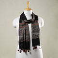  Ajrakh Hand Block Printed Modal Silk Stole with Tassels 