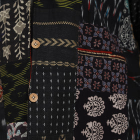 Black - hand-stitched mosaic cotton women’s jacket 06