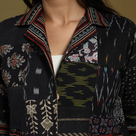 Black - hand-stitched mosaic cotton women’s jacket 06