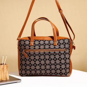 Handcrafted Ajrakh Block Printed Cotton Laptop Bag 