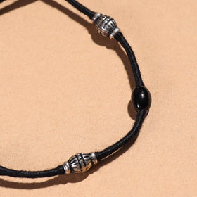 Black Handcrafted Bead & Thread Work Patwa Anklet