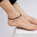 Black Handcrafted Bead & Thread Work Patwa Anklet