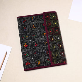 Black Handcrafted Bengal Kantha Work File Folder