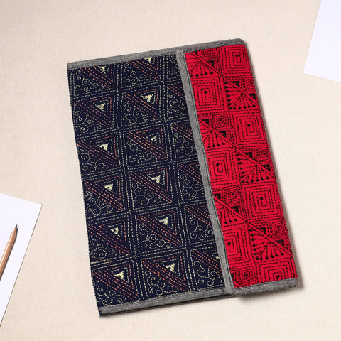 Black Handcrafted Bengal Kantha Work File Folder