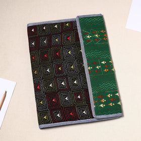 Black Handcrafted Bengal Kantha Work File Folder