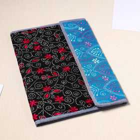 Black Handcrafted Bengal Kantha Work File Folder