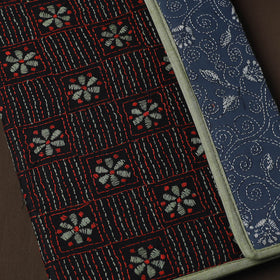 Black Handcrafted Bengal Kantha Work File Folder