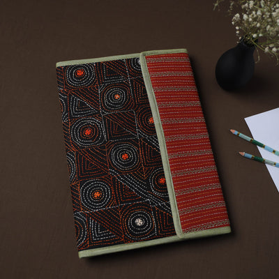 Black Handcrafted Bengal Kantha Work File Folder