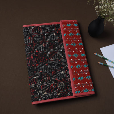 Black Handcrafted Bengal Kantha Work File Folder
