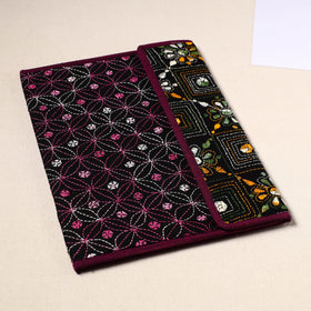 Black Handcrafted Bengal Kantha Work File Folder