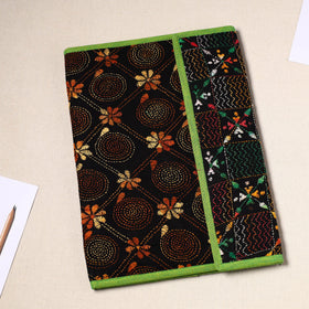Black Handcrafted Bengal Kantha Work File Folder