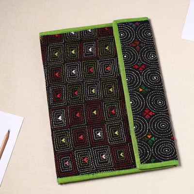 Black Handcrafted Bengal Kantha Work File Folder