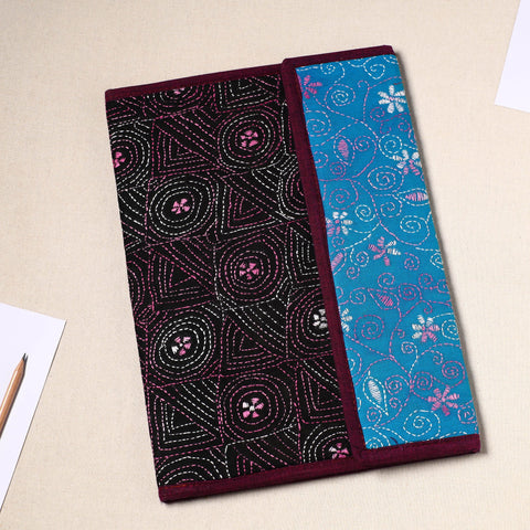 Black Handcrafted Bengal Kantha Work File Folder