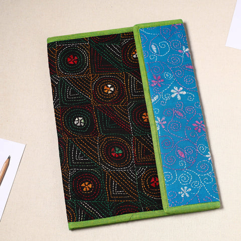 Black Handcrafted Bengal Kantha Work File Folder