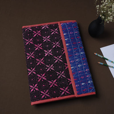 Black Handcrafted Bengal Kantha Work File Folder