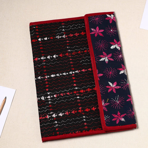 Black Handcrafted Bengal Kantha Work File Folder