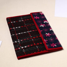 Black Handcrafted Bengal Kantha Work File Folder