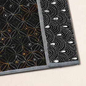 Black Handcrafted Bengal Kantha Work File Folder