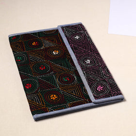 Black Handcrafted Bengal Kantha Work File Folder