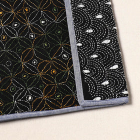 Black Handcrafted Bengal Kantha Work File Folder