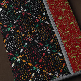 Black Handcrafted Bengal Kantha Work File Folder