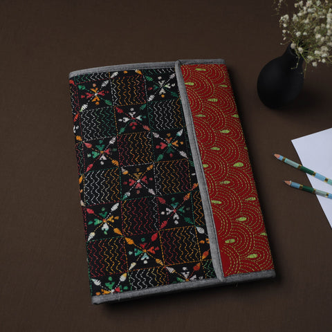 Black Handcrafted Bengal Kantha Work File Folder