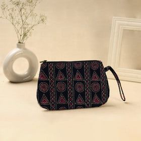 Black Handcrafted Bengal Kantha Work Multipurpose Pouch