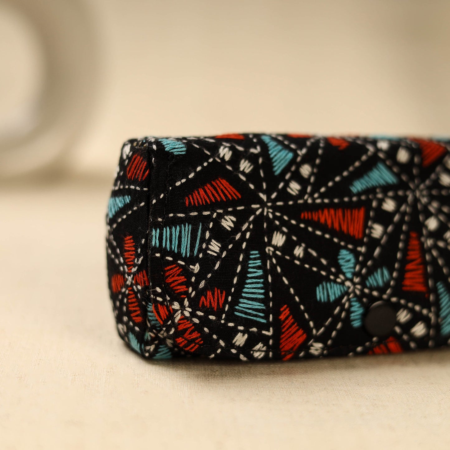 Black Handcrafted Bengal Kantha Work Spectacle Case