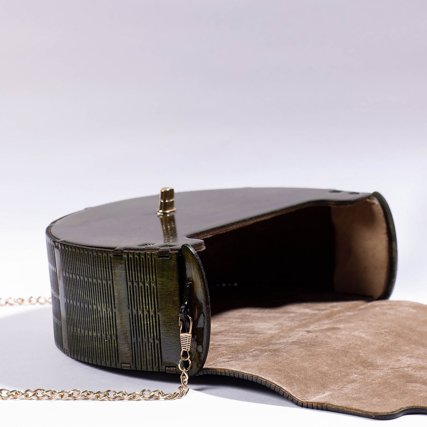 Black Handcrafted Birch Wooden Sling Bag