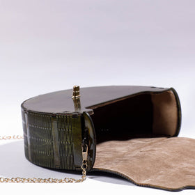 Black Handcrafted Birch Wooden Sling Bag