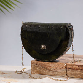 Black Handcrafted Birch Wooden Sling Bag
