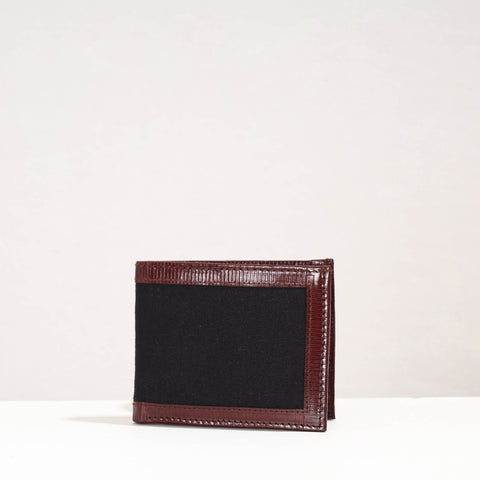 Black Handcrafted Canvas Cotton & Leather Wallet