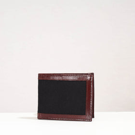 Black Handcrafted Canvas Cotton & Leather Wallet