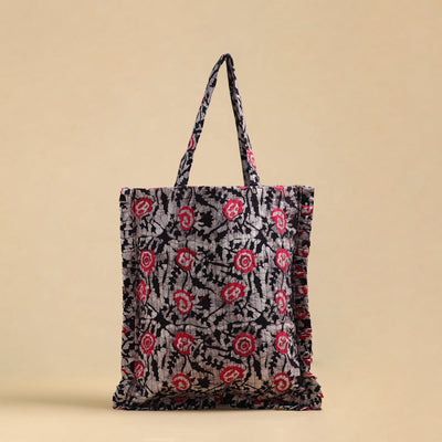 Black - handcrafted cotton frill jhola bag 06