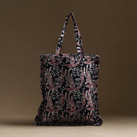 Buy Black Handcrafted Cotton Frill Jhola Bag Online 15