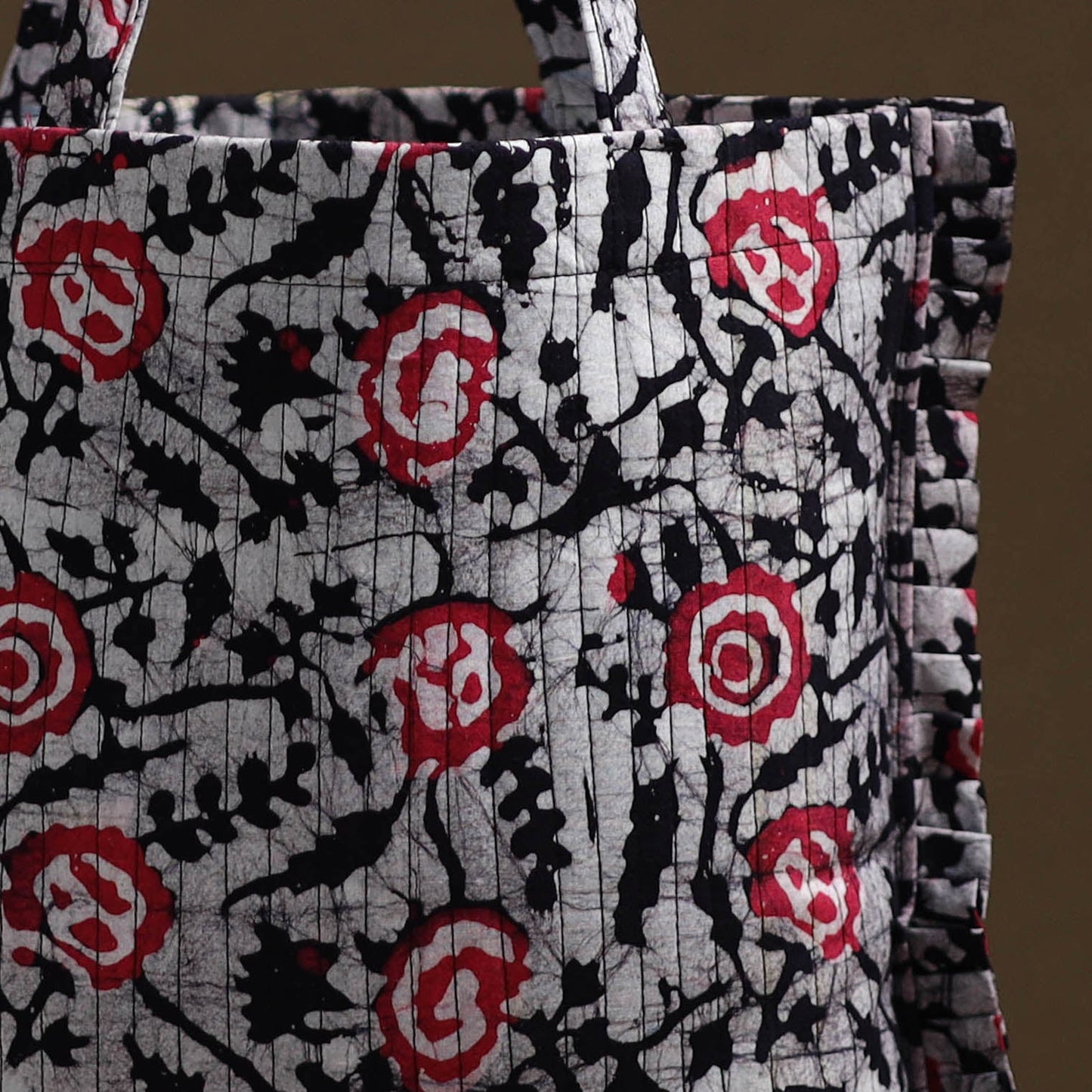 Black Handcrafted Cotton Frill Jhola Bag