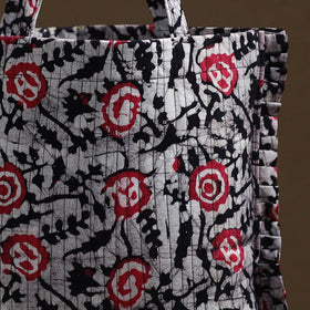 Black Handcrafted Cotton Frill Jhola Bag