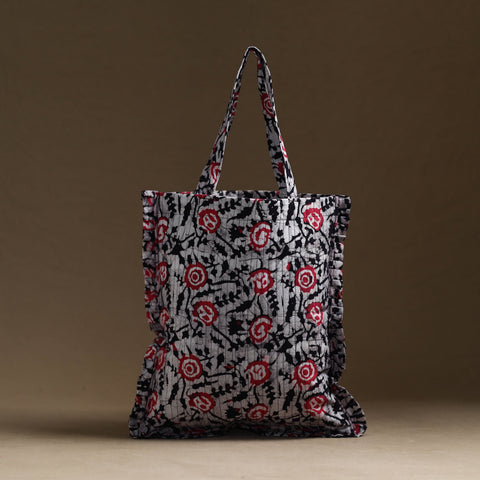 Black Handcrafted Cotton Frill Jhola Bag