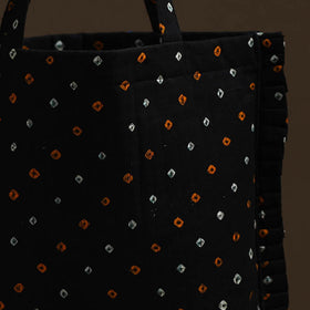 Black Handcrafted Cotton Frill Jhola Bag