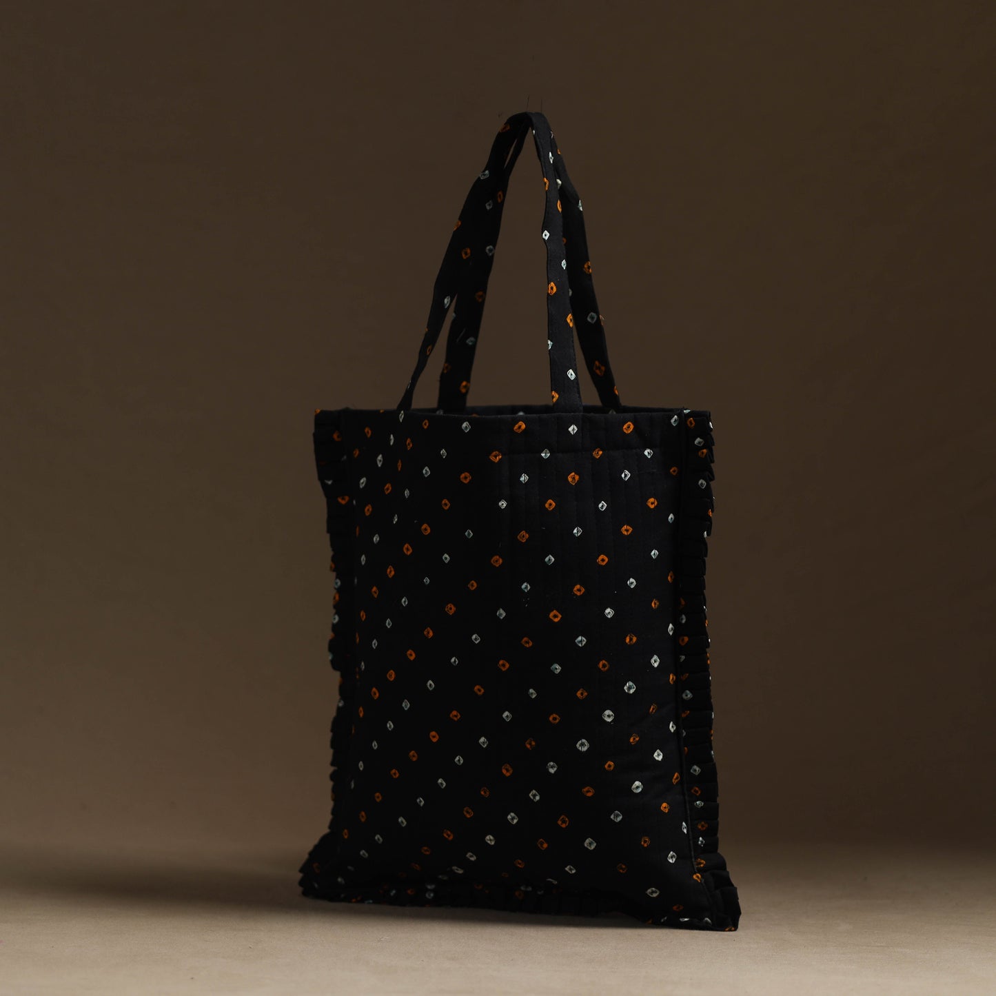 Black Handcrafted Cotton Frill Jhola Bag