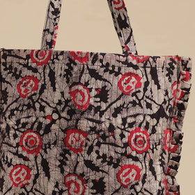 Black - handcrafted cotton frill jhola bag 55