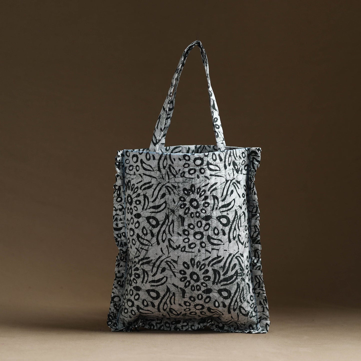 Black - handcrafted cotton frill jhola bag 60