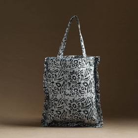 Black - handcrafted cotton frill jhola bag 60