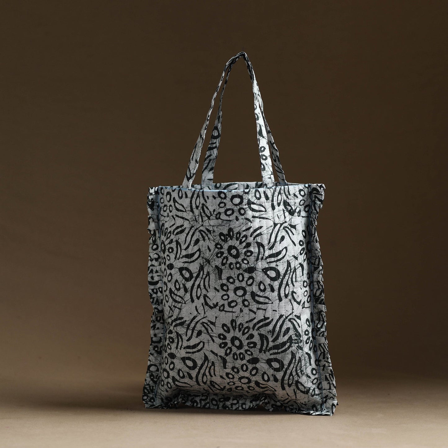 Black - handcrafted cotton frill jhola bag 60