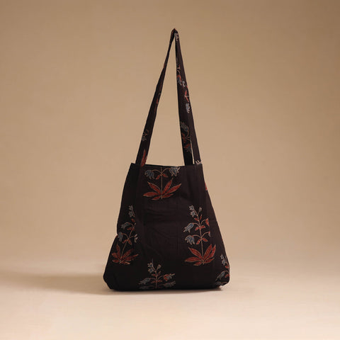 Black - handcrafted cotton jhola bag 05