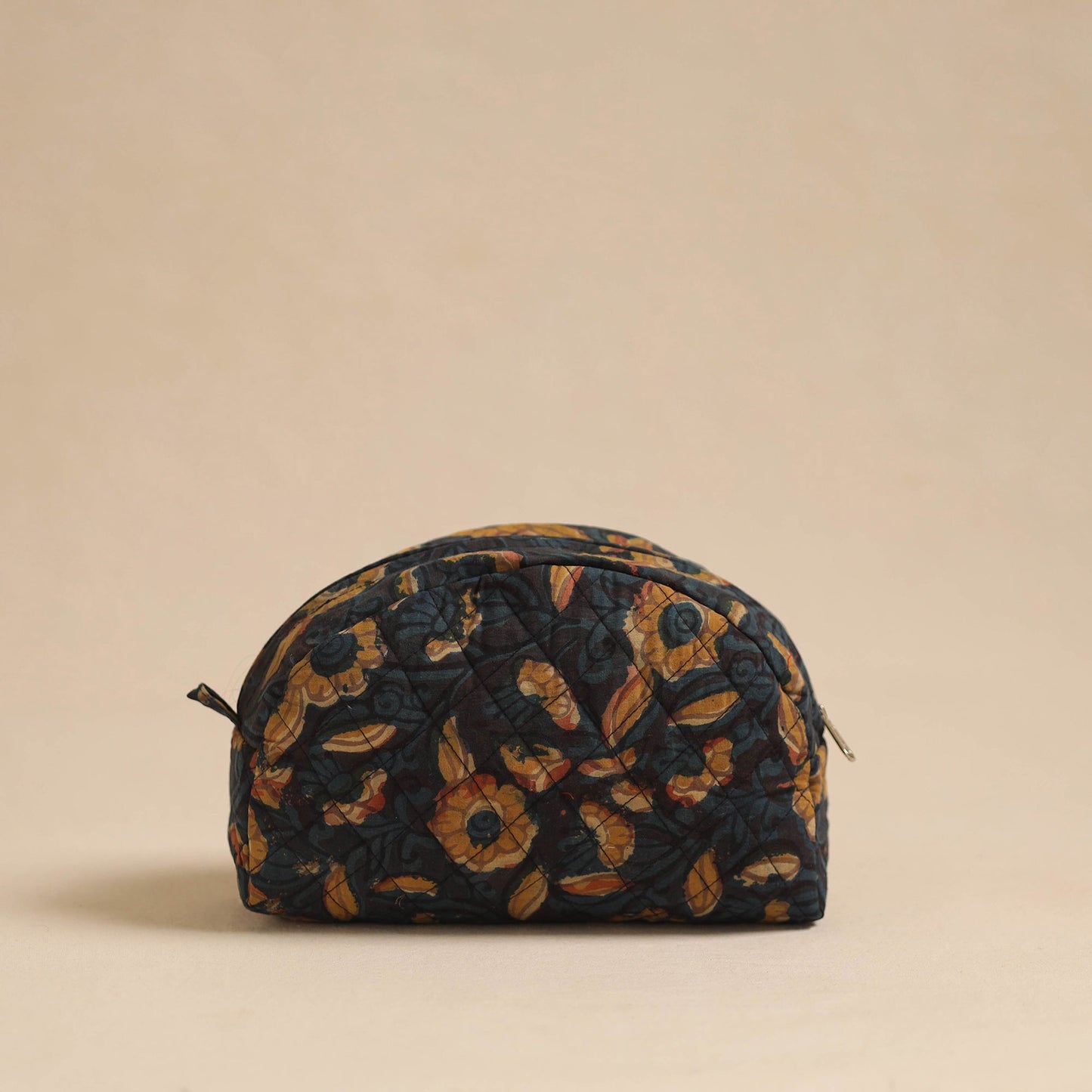  Black Handcrafted Cotton Quilted Cosmetic Pouch 