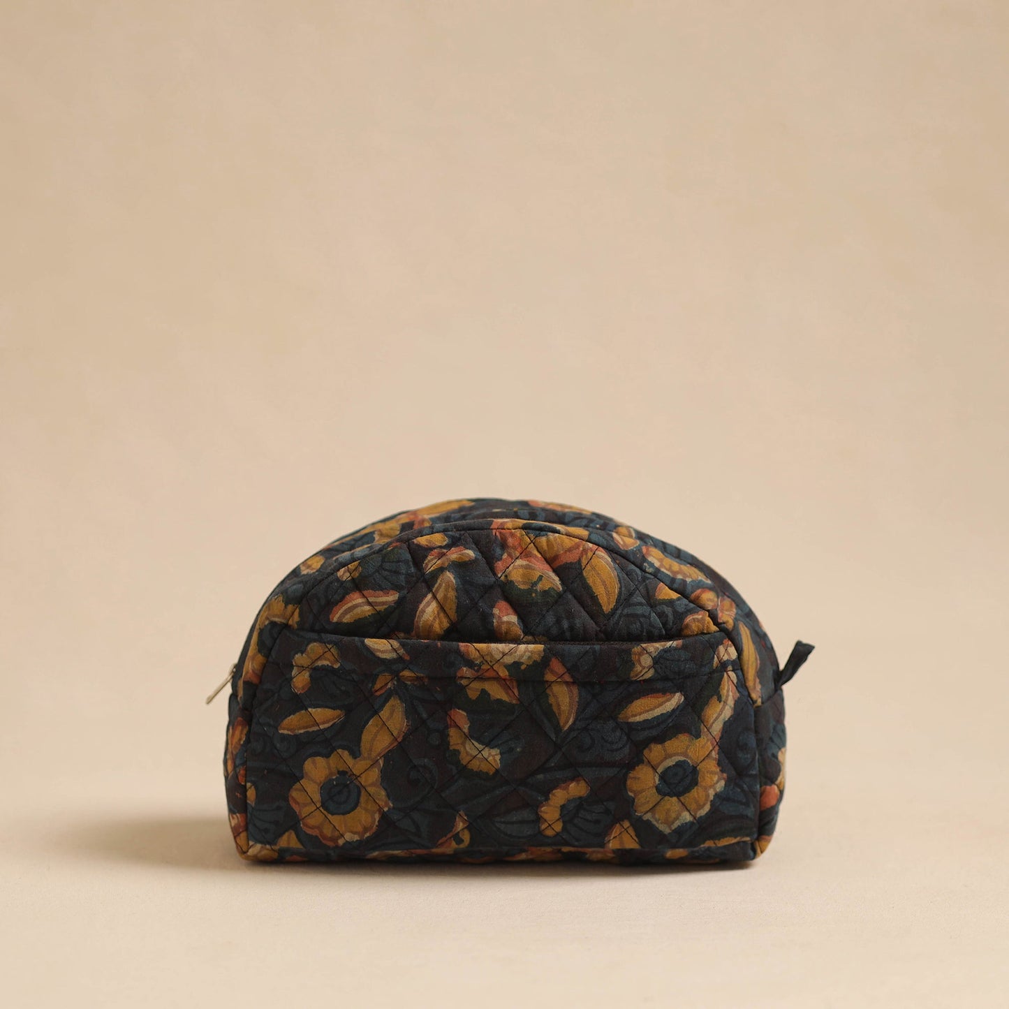  Black Handcrafted Cotton Quilted Cosmetic Pouch 